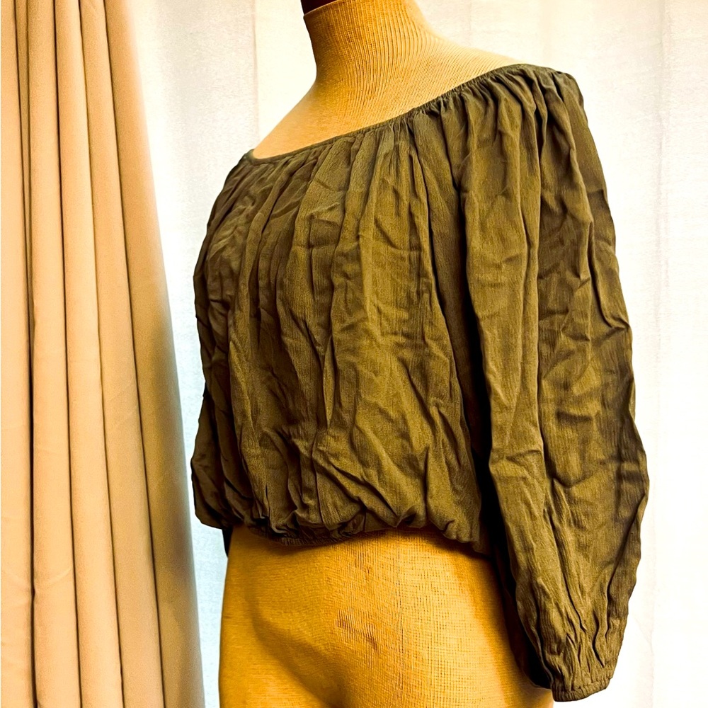 La mile size S green off shoulder women elastic waist